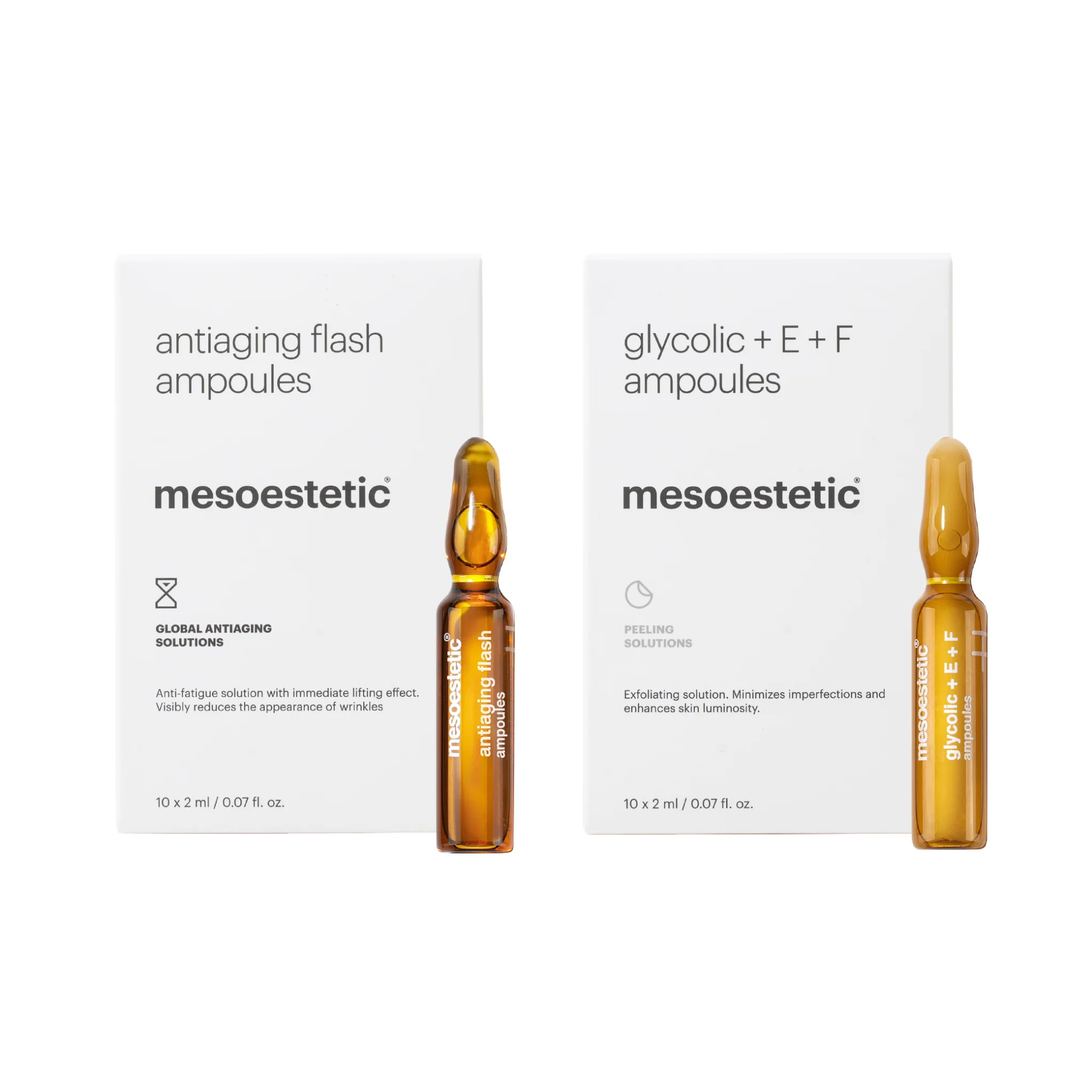 antiaging flash ampoules + glycolic+E+F ampoules.