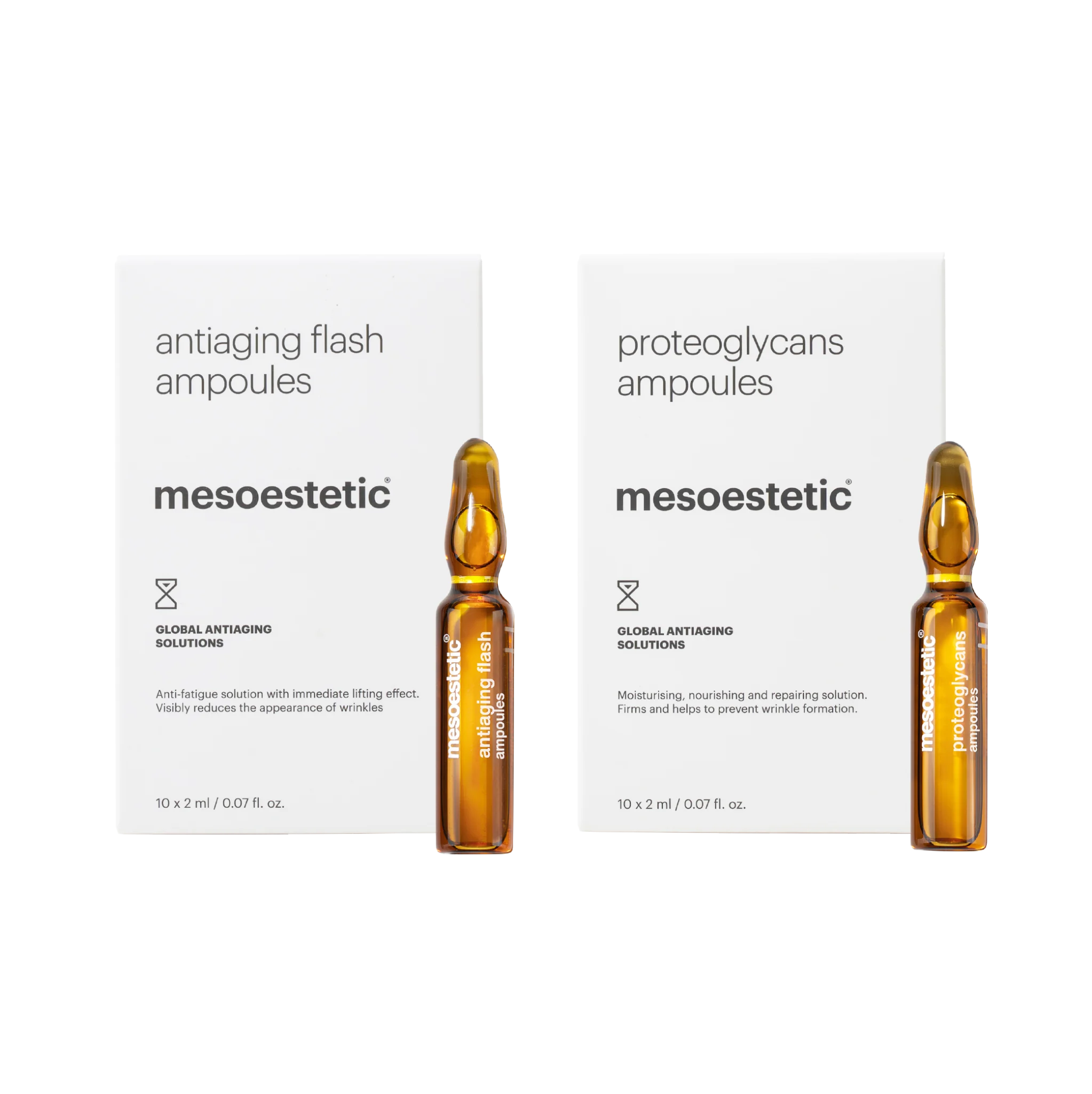 antiaging flash ampoules + proteoglycans ampoules.